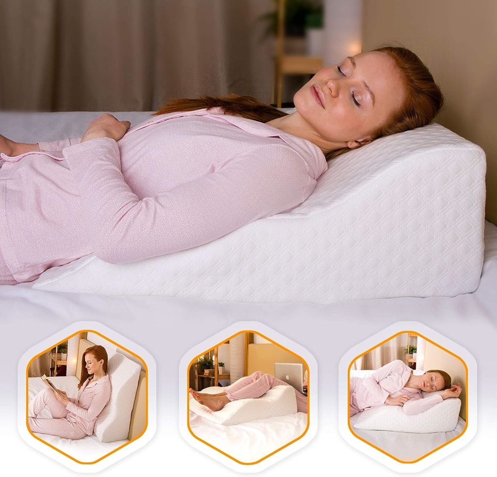aeris Wedge Pillow for Sleeping -Post Surgery Pillow -Unique Curved Design -Memory Foam- Incline Pillow for Elevation,Pregnancy,Reading Snoring,Back Knee Support,Breathing –,Washable Cover
