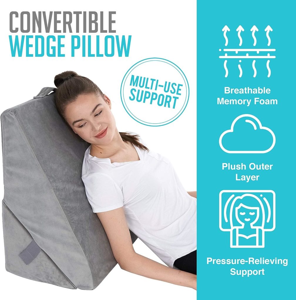 Bed Wedge Pillow - Adjustable 912 Inch Folding Memory Foam Incline Cushion System for Legs and Back Support Pillow - Acid Reflux, Anti Snoring, Heartburn, Reading – Machine Washable