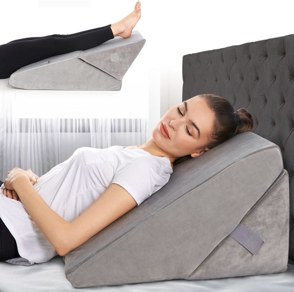Bed Wedge Pillow - Adjustable 912 Inch Folding Memory Foam Incline Cushion System for Legs and Back Support Pillow - Acid Reflux, Anti Snoring, Heartburn, Reading – Machine Washable