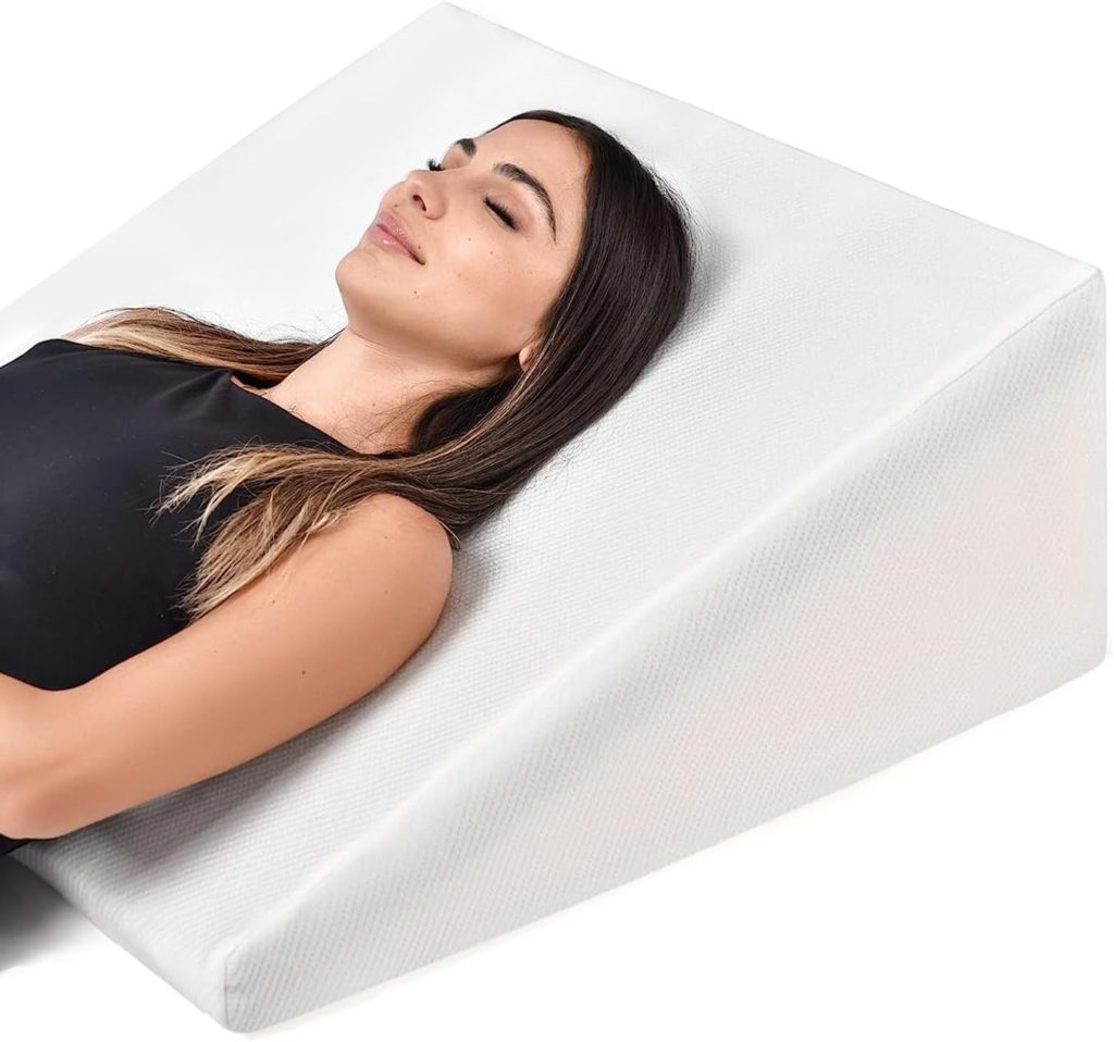 Bed Wedge Pillow Cooling Memory Foam Top – 10 24 24 Elevated Support Cushion, Triangle Wedge Pillow for Sleeping, Lower Back Pain, Acid Reflux, Heartburn, Allergies, Snoring – Removable Cover