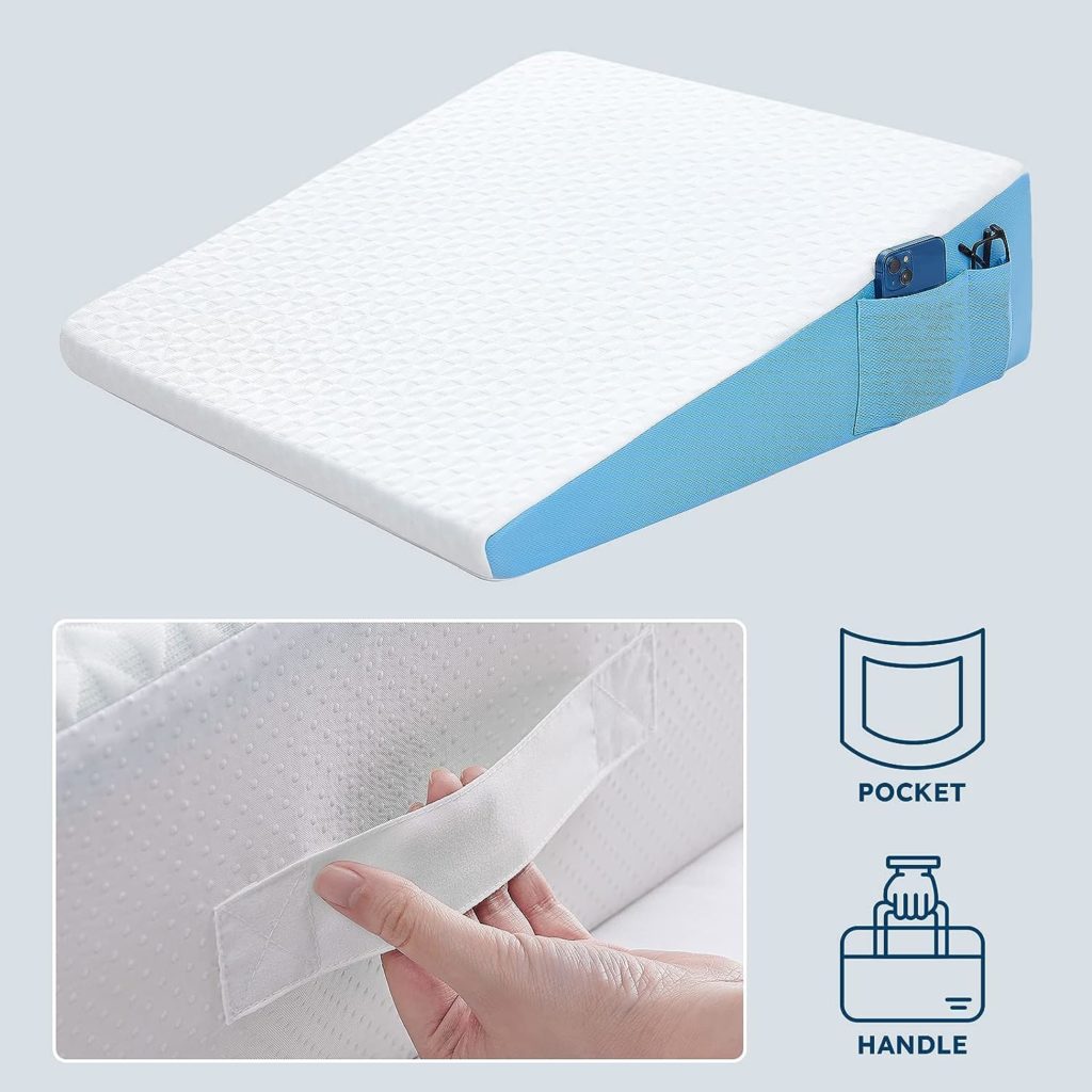 ColdHunter 7.5 Wedge Pillow for Sleeping: Bed Wedge After Surgery, Cooling Memory Foam Pillow for Back Support and Leg Elevation, Triangle Pillow for Sleeping Acid Reflux  Heartburn  GERD  Snoring