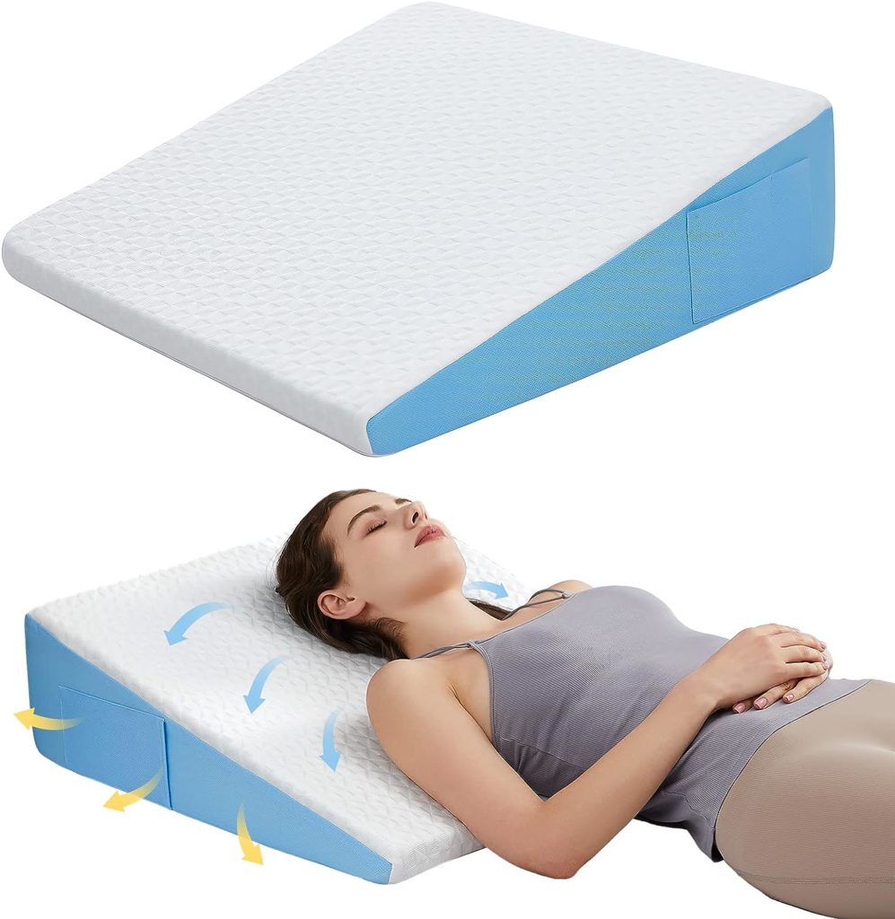 ColdHunter 7.5 Wedge Pillow for Sleeping: Bed Wedge After Surgery, Cooling Memory Foam Pillow for Back Support and Leg Elevation, Triangle Pillow for Sleeping Acid Reflux  Heartburn  GERD  Snoring