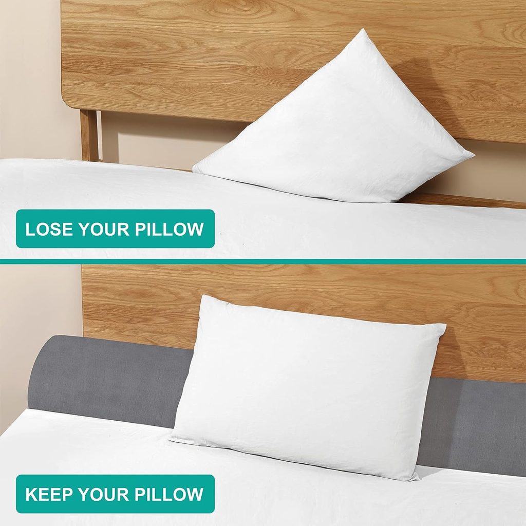 Vekkia Queen Bed Wedge Pillow/Mattress Gap Filler/Headboard Pillow/Bed Gap Filler,Close Gap (0-6) Between Your Mattress and Headboard,Stop Loosing Your Pillows,PhoneGlasses(Gray 60x10x6)