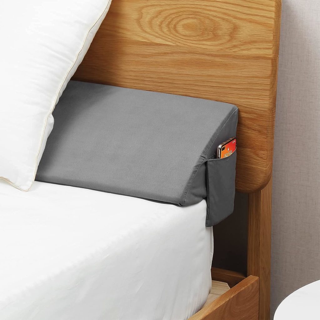 Vekkia Queen Bed Wedge Pillow/Mattress Gap Filler/Headboard Pillow/Bed Gap Filler,Close Gap (0-6) Between Your Mattress and Headboard,Stop Loosing Your Pillows,PhoneGlasses(Gray 60x10x6)