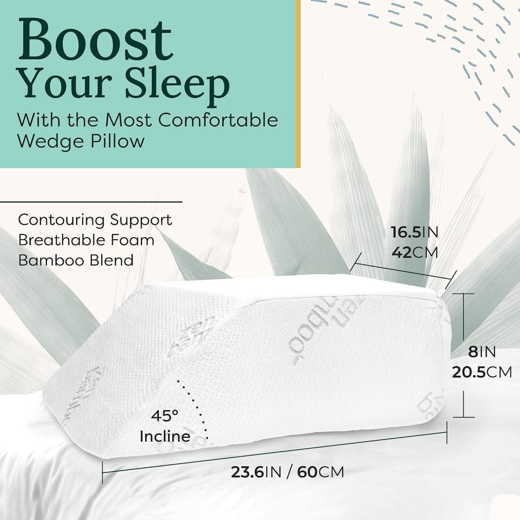 Zen Bamboo Wedge Pillows for Sleeping - Luxury Foam Leg Elevation Pillow for Leg  Back Discomfort w/Removable Cover