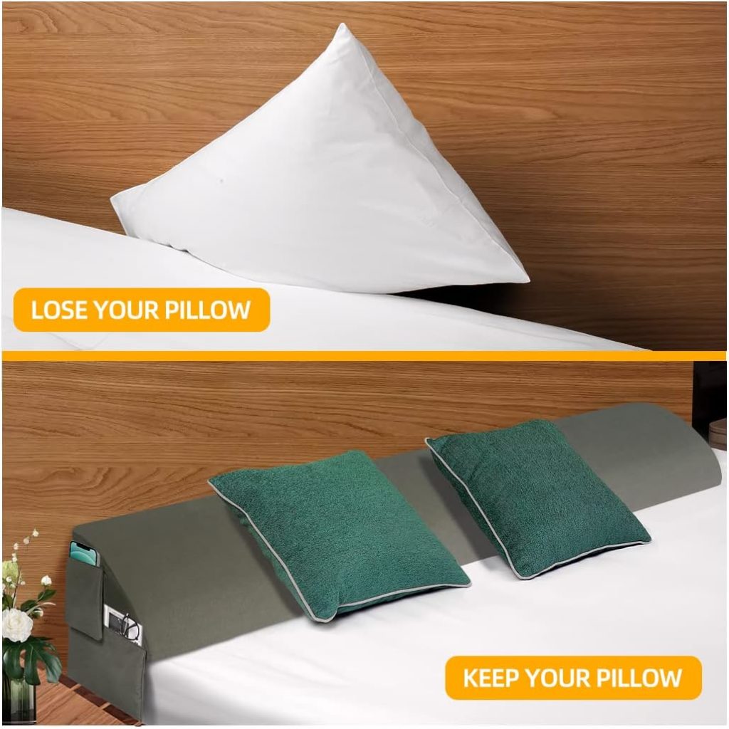 Blumir Queen Size Bed Wedge Pillow/Mattress Wedge/Headboard Pillow//Bolster Pillow Close The Gap Between Your Mattress and Headboard(60x10x6)
