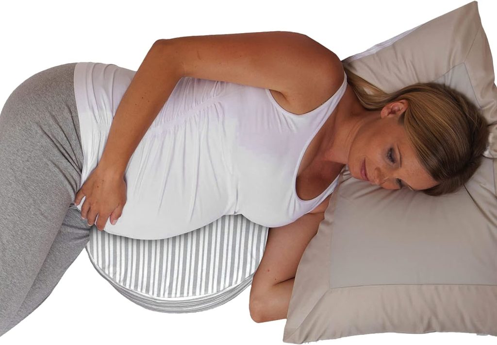 Boppy Pregnancy Pillow Wedge with Cover, Gray Stripe, Belly Support Maternity Wedge, Firm Pregnancy Wedge Pillow for Pregnancy from Boppy Line of Pregnancy Pillows for Sleeping, A Pregnancy Must Have
