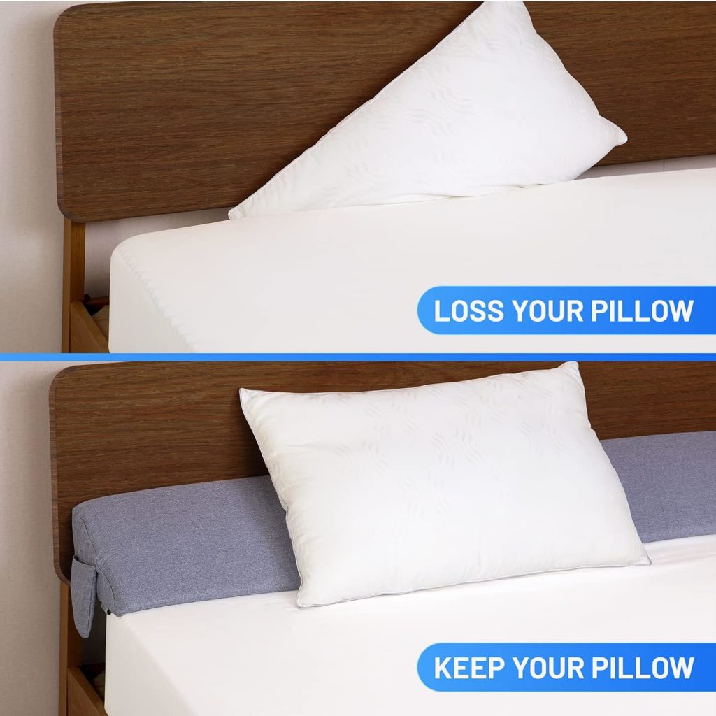ENITYA King Bed Wedge Pillow,Mattress Gap Filler,Headboard Pillow,Bed Gaps Filler(0-6),Bolster Pillow,Bed Wedge Pillow for headboard,No More Pillows Falling Behind The Bed(Grey 10x6x76)