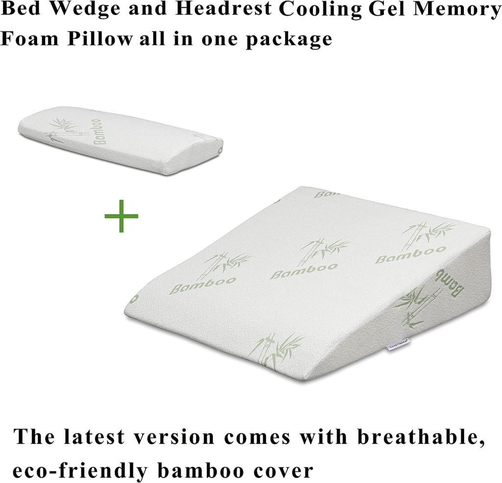 InteVision Extra Large Foam Bed Wedge Pillow (33 x 30.5 x 7.5)  Headrest Pillow in ONE Package - 2 Memory Foam Top - Helps Relief for Acid Reflux, Post Surgery, Snoring, and Back Pain