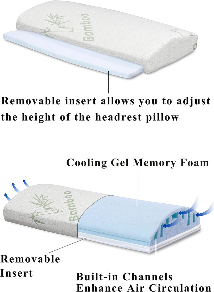 InteVision Foam Bed Wedge Pillow (26 x 25 x 7.5) Headrest Pillow in ONE Package - 2 Memory Foam Top - Removable Bamboo Cover - Helps Relief from Acid Reflux, Post Surgery, Snoring