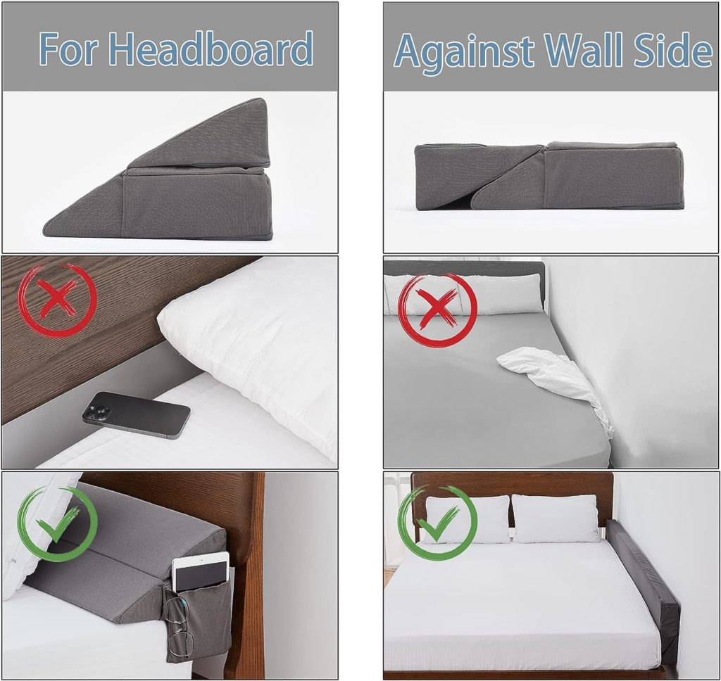 Limthe King Bed Wedge Pillow for Headboard,Adjustable Bed Gap Filler,Mattress Wedge,Headboard Pillow for Close The Spacer(0-7) Between Mattress and Headboard/Wall(Grey 76x10x6)