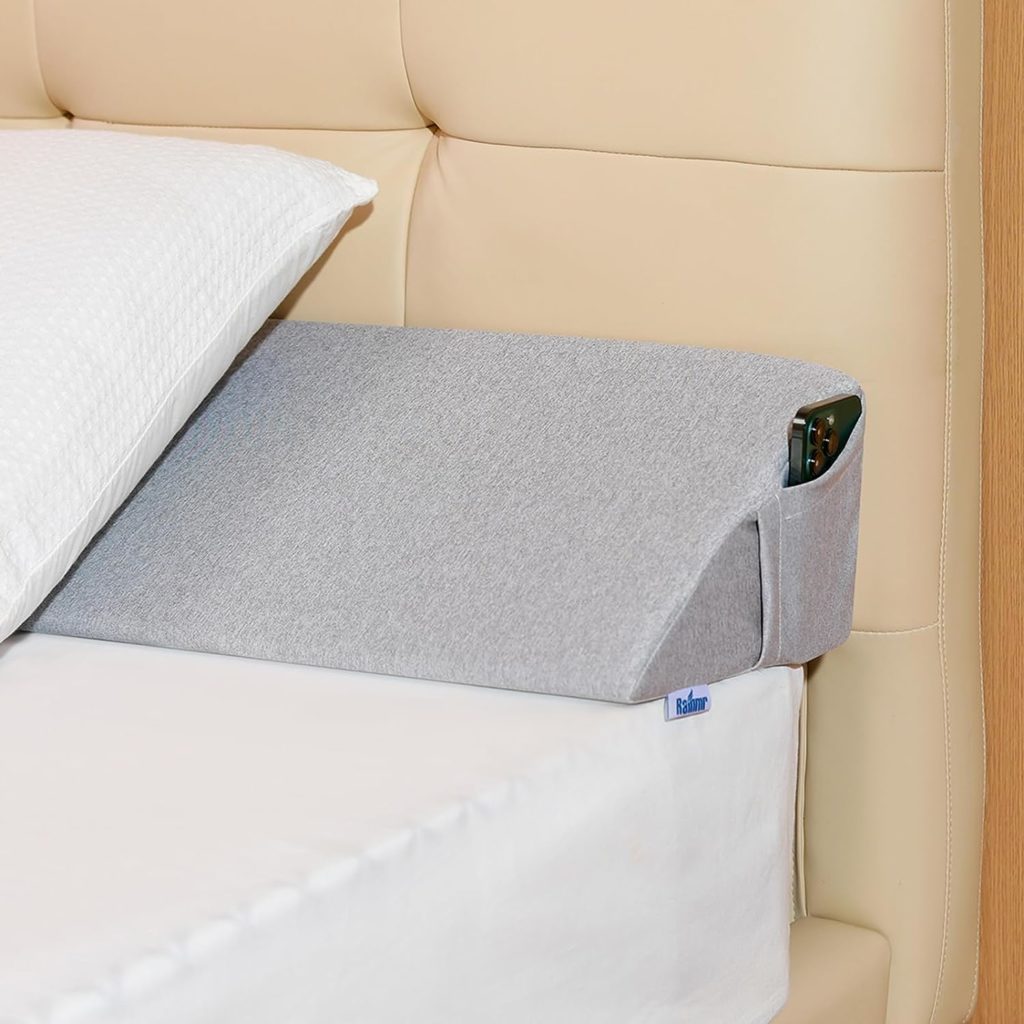 Rainmr Bed Wedge Pillow Full Size (54x10x6) - Triangle Pillow Wedge - Comfy Support Bed Gap Filler - Fill The Gap (0-5) Between Headboard and Mattress