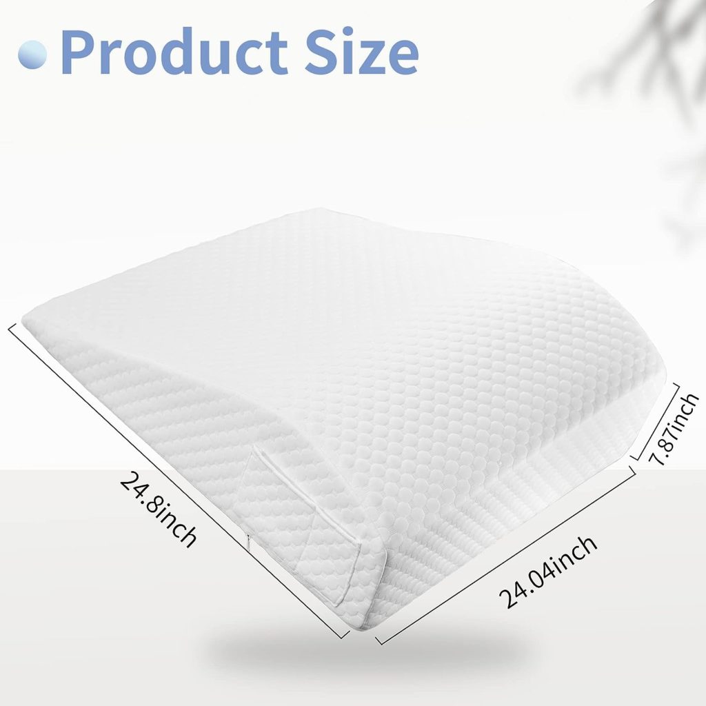 SERENLUX Wedge Pillow with Memory Foam Top for Sleeping, 7.8 Inch Elevated Ergonomic Design for Reading and Rest, Bed Pillow for Legs and Back Support with Washable Cover