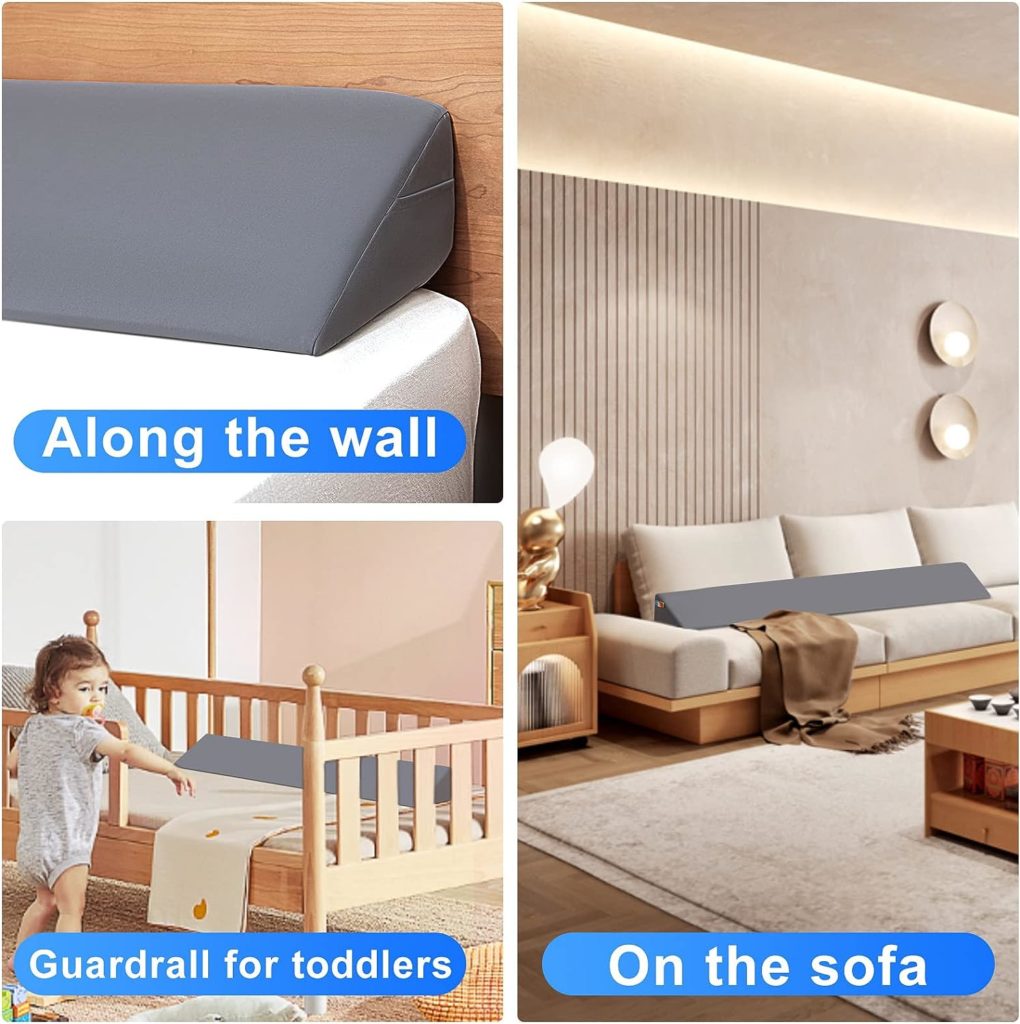 Talcusble Queen Size(60x10x6) Bed Wedge Pillow, Bed Gap Filler, Mattress Wedge, Headboard Pillow Fill The Gap (0-7) Between Your Headboard and Mattress