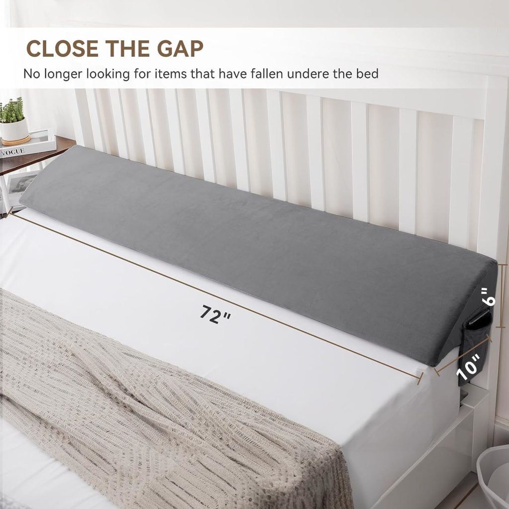 Voryerw Headboard Pillow California King Size, Bed Wedge Pillow/Headboard Pillow/Mattress Wedge,Gap Filler to Close The Gap (0-10) Between Headboard and Mattress 72x10x6